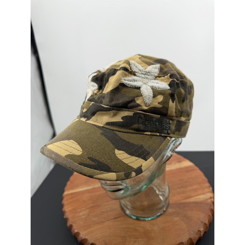 Headers Floral Camo Cadet Hat Women One Size Green Brown Embroidered Cap